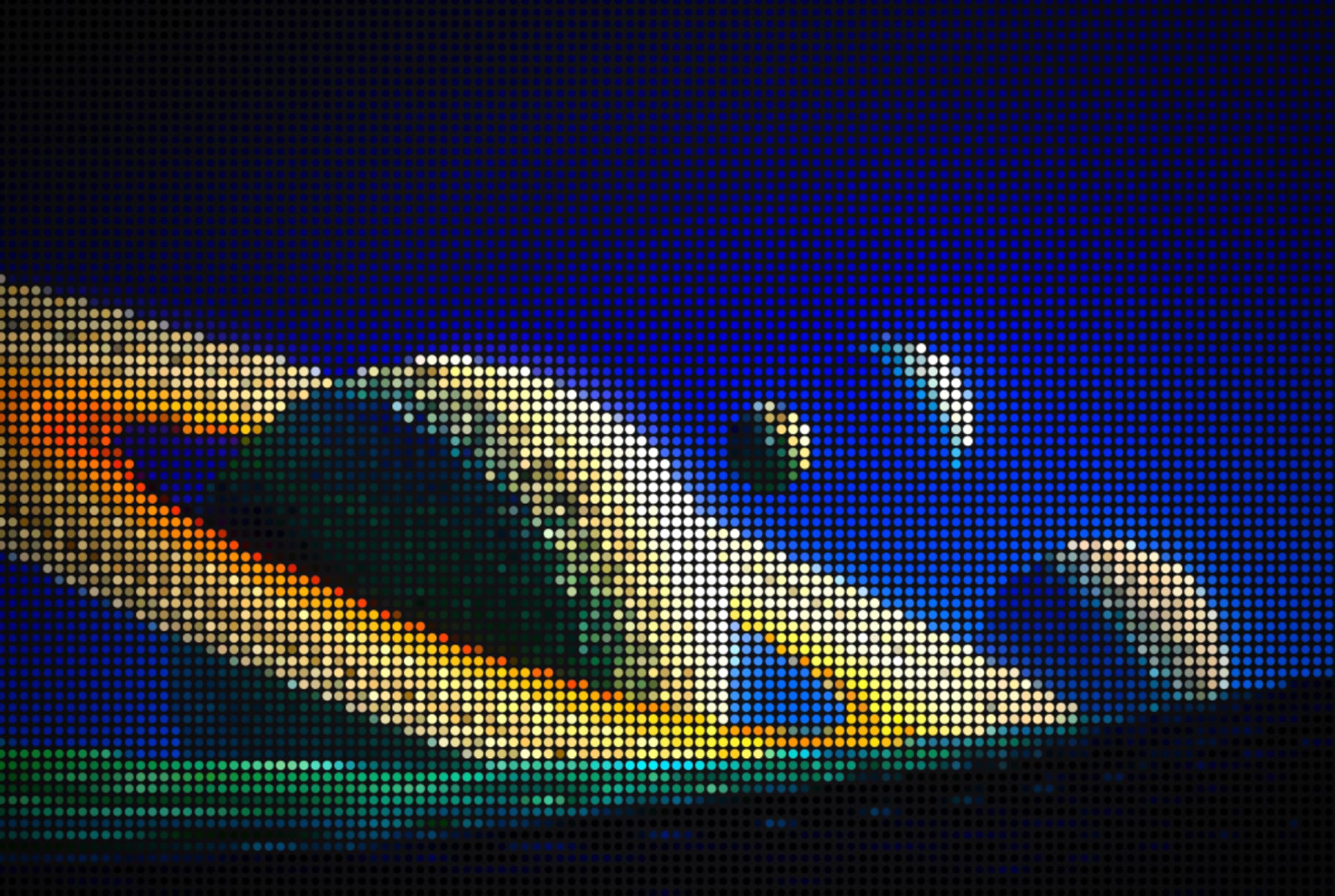 Halftone effect on landscape — dot pattern image generator